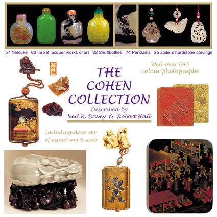 Netsuke, inro, snuff bottles and jade carvings - 645 colour photographs, signatures close-ups.  Described by Neil K. Davey and Robert Hall