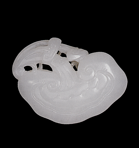 Nephrite pendant, pure white carved as a ruyi fungus,