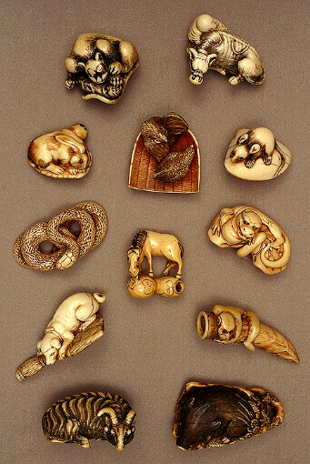 The Zodiac Collection Group in Ivory Netsuke