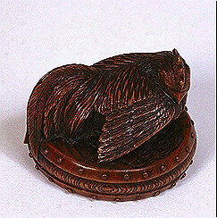 Wood Cockerel Netsuke