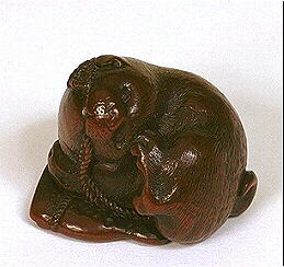 Wood Dog Netsuke