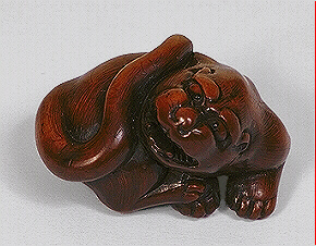 Wood Tiger Netsuke