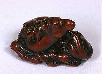 Wood Horse Netsuke