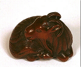 Wood Goat Netsuke