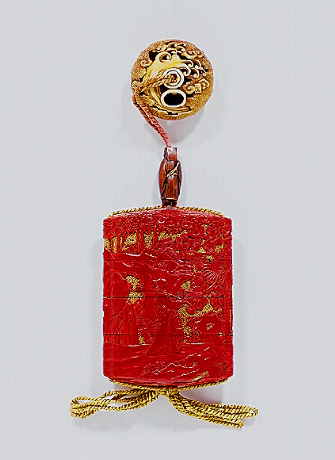 Reverse: L14 Tsuishu Red Immortals Inro with ivory manju