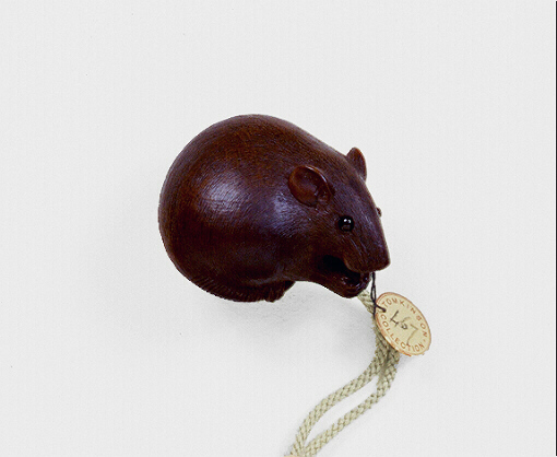 Another angle: Wood Netsuke of a Mouse Eating a Bean